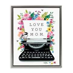Stupell Industries Love You Mom Typewriter Floater Framed Art Gray