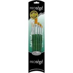 Prot&eacute;g&eacute; Gold Nylon Short Handle Flat 6 Piece Brush Set