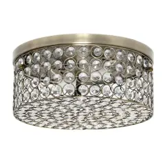 Lalia Home 12" Antique Brass Glam 2-Light Round Flush Mount