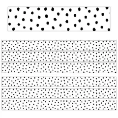 Teacher Created Resources Black Painted Dots on White Straight Border Trim, 210ft.