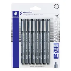 STAEDTLER&reg; Black 8 Piece Pigment Liner Set