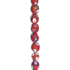 Red Millefiori Oval Beads by Bead Landing&reg;
