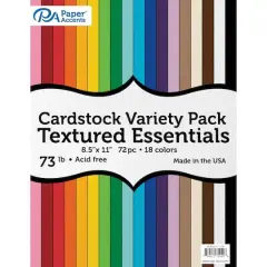 PA Paper&trade; Accents Textured Essentials 8.5" x 11" Cardstock Variety Pack, 72 Sheets