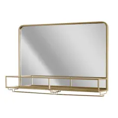 Gold Frame Rectangle Vanity Wall Mirror with Storage - 21.25" x 31.5"