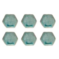 Hello Honey&reg; Aqua Reactive Crackle Glaze Stoneware Hexagon Plates, 6ct.