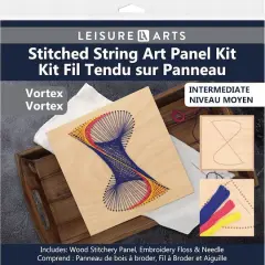 Leisure Arts&reg; Intermediate Vortex Wood Stitched String Art Panel Kit