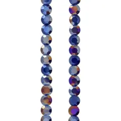 Dark Blue Silverite Opaque Flat Round Glass Beads, 6mm by Bead Landing&trade;