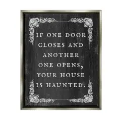 Stupell Industries Funny Haunted House Phrase Framed Floater Canvas Wall Art Gray