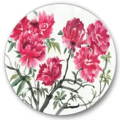Designart - Vintage Purple Azalea Flower - Traditional Metal Circle Wall Art