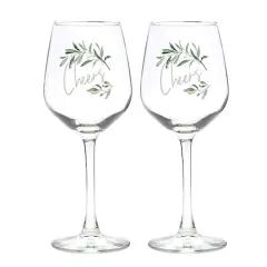 12oz. Greenery Wine Glass Set