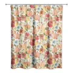 Harvest Watercolor Pumpkins Shower Curtain