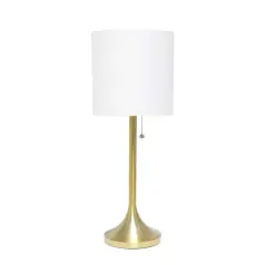 Simple Designs 21.5" Tapered Gold Table Lamp with Fabric Drum Shade White