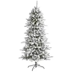 6ft. Unlit Flocked Livingston Fir with Pinecones Artificial Christmas Tree