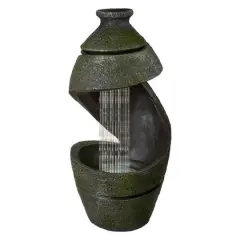 2.5ft. Green & Gray Mossy Outdoor Garden Water Fountain