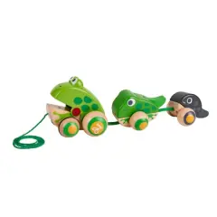 Hape Pull-Along Frog Family Wooden Toddler Toy