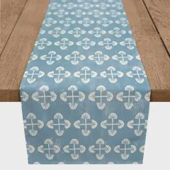 90" Blue Tribal Pattern Cotton Twill Runner
