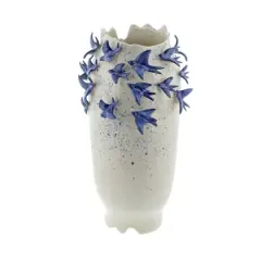 White Ceramic Coastal Vase, 18" x 11" x 11"