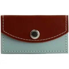 JAM Paper Brown & Gray Leather Business Card Holder Case with Snap Closure