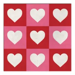 Heart Checker Pattern Canvas Wall Art