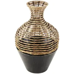 18" Brown Seagrass Handmade Twisted Vase