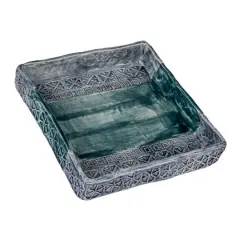 Hello Honey&reg; 7.5" Blue Coastal Stoneware Napkin Holder