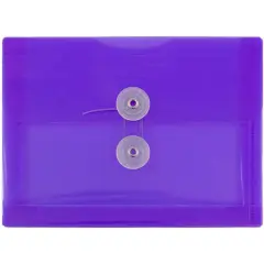 JAM Paper 5.5" x 7.5" Button & String Tie Closure Plastic Envelopes, 12ct. Purple