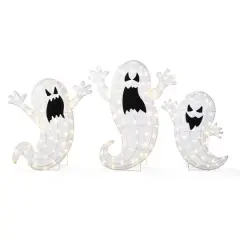 Glitzhome&reg; Set of 3 Lighted Halloween 2.5D Ghosts Family Outdoor Decor