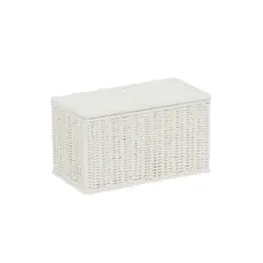 Household Essentials Small White Wicker Basket with Lid