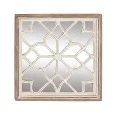 White Vintage Wood Wall Mirror, 30" x 30"