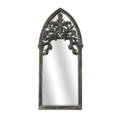 23.5" Gold Brushed Black Gothic Arch Mirror Wall D&eacute;cor by Ashland&reg;