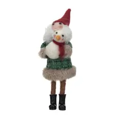 Hello Honey&reg; 7.75" Wool Felt Santa in Plaid Winter Coat with Snowman