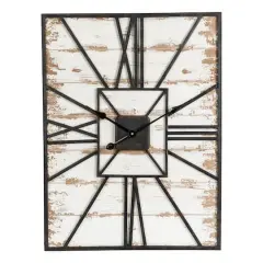 Glitzhome&reg; 31.5" Oversized Farmhouse Wooden & Metal Rectangle Wall Clock