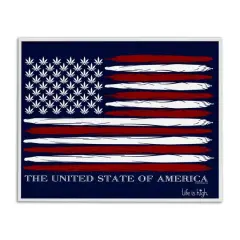 Stupell Industries Herb America Flag Framed Giclee Art White
