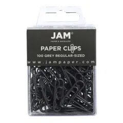 JAM Paper 1" Colorful Standard Paper Clips, 2 Packs of 100 Gray