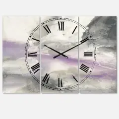 Designart 'Watercolor Minimal Purple Tones I Farmhouse Multipanel Wall Clock
