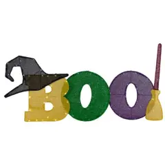 50" LED Lighted Tinsel Boo Outdoor Halloween Decoration