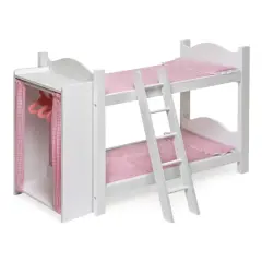 Badger Basket Pink & White Doll Armoire Bunk Bed with Ladder