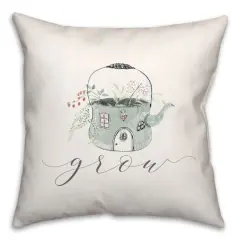 Grow Teapot Floral 18" x 18" Throw Pillow