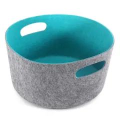 Welaxy 15" Felt Round Basket Turquoise