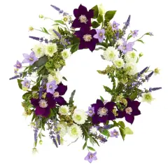 22'' Purple & White Mixed Flower Wreath