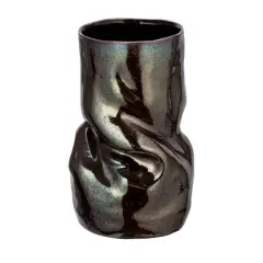 Hello Honey&reg; 5.5" Iridescent Dark Brown Organic Shaped Stoneware Vase