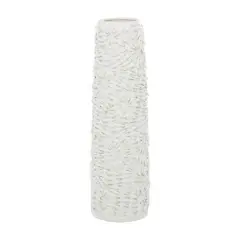 White Ceramic Contemporary Vase, 21" x 6" x 6"