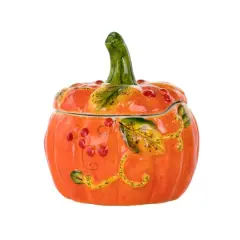 Gibson Home&reg; Orange Stoneware Pumpkin Cookie Jar with Lid