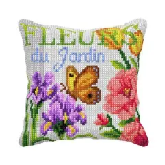 Orchidea Butterfly, Irises & Rose Cushion Cross Stitch Kit