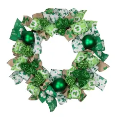 Ribbons and Shamrocks St. Patrick's Day Wreath 24" Unlit