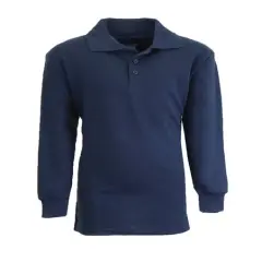 Galaxy by Harvic Long Sleeve Boy's School Uniform Pique Polo Shirt Navy