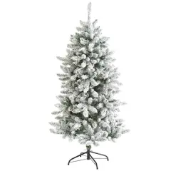 5ft. Unlit Flocked Livingston Fir Artificial Christmas Tree with Pine Cones