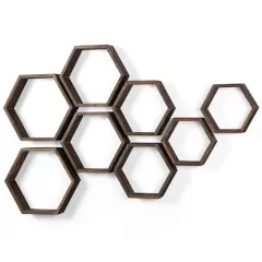 NEX&trade; Hexagon Honeycomb Floating Shelves Set Brown
