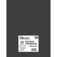 PA Paper&trade; Accents 8.5" x 11" Pearlized 105lb. Cardstock, 25 Sheets Titanium