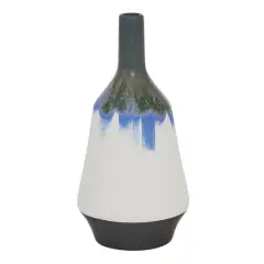 White Ceramic Contemporary Vase, 14" x 7" x 7"